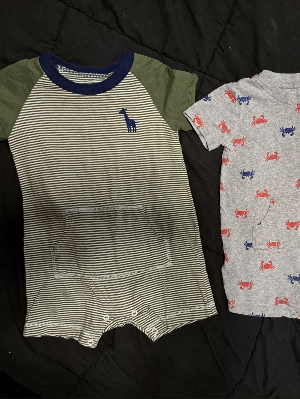 Carter's Green & Navy Striped Infant Romper